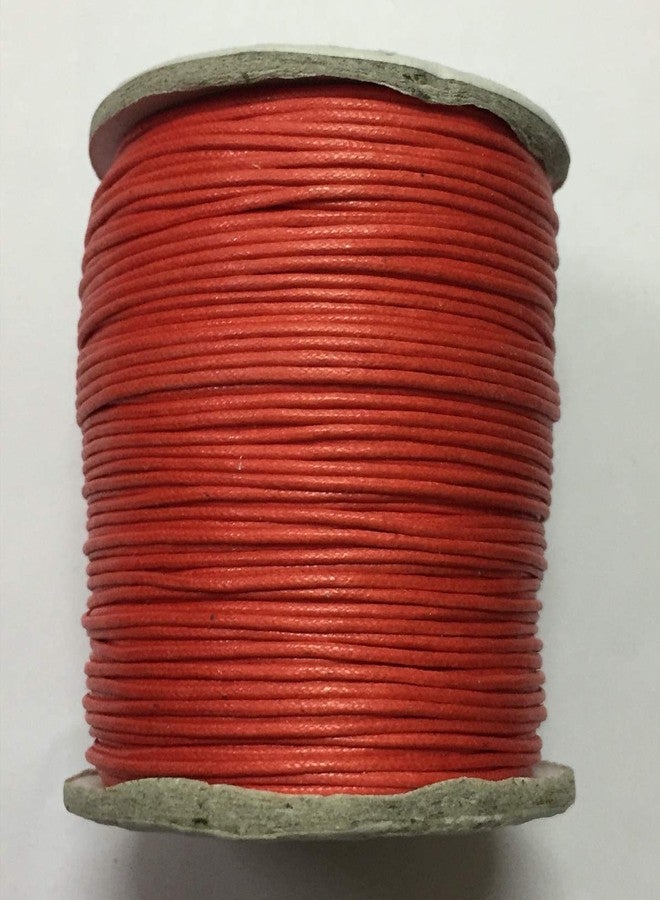 OMX Red Colour Waxed Cotton Braided Cord Wax Polished Macrame Beading Artisan String 100 Mtr Spool (1PC, 1 MM)